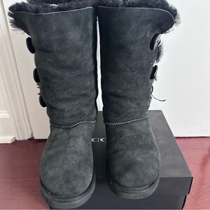 UGG Black Winter Boots with Button Detail